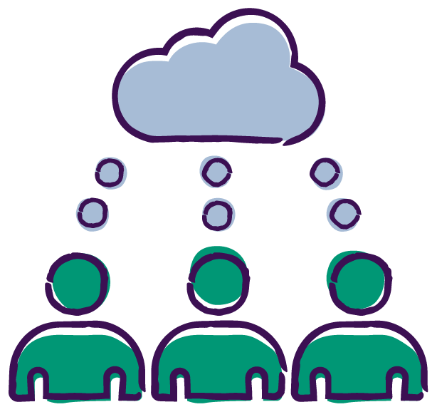 Three people sharing thoughts icon
