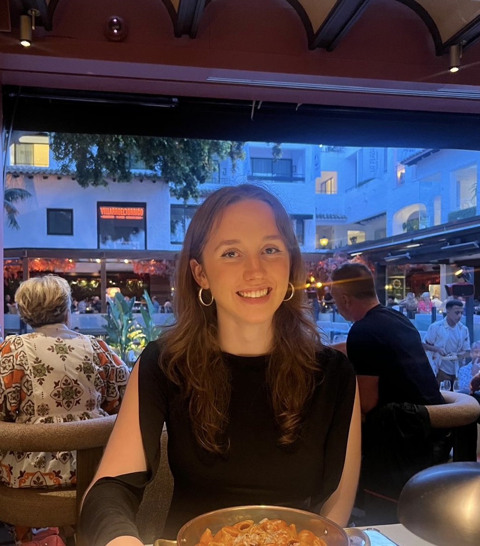 Photo of Ellie at a restaurant 