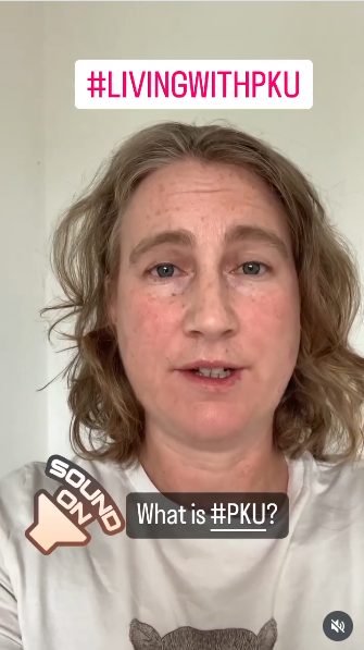 Image of Pauline's Instagram video explaining PKU